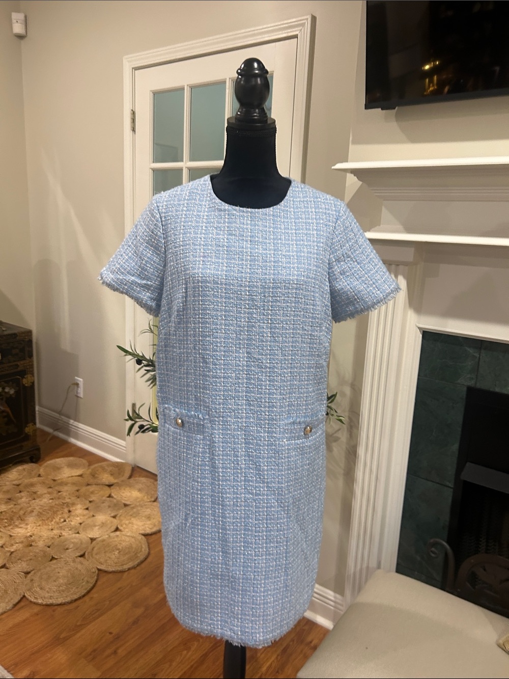 Ann Taylor / 12p Classic Light Blue Tweed Shift Dress